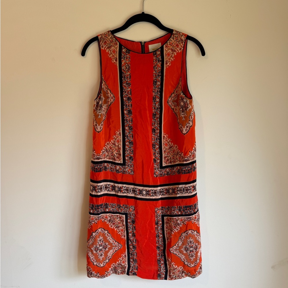 Maeve Anthropologie Silk Shift Sleeveless bandana Dress, Size 0